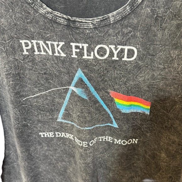 Pink Floyd Dark Side of The Moon Unisex Distressed Cuffed Sleeve Tee - Picture 2 of 10